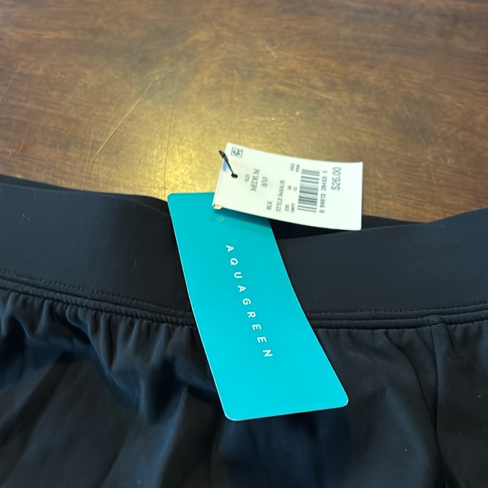 Aqua green swimwear, black swim, bottom, size medium - Picture 3 of 8